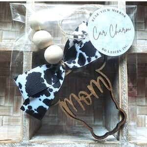 "Mom - Cow Print" Car Charm